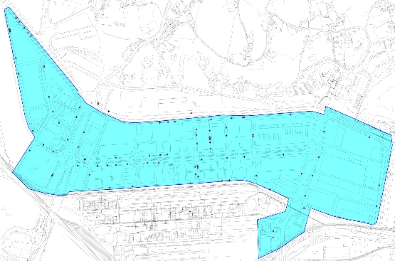 Plano de Avilés en el que se muestra la zona del Polígono Industrial del Principado de Asturias en la que se ha instalado el sistema de telelectura de contadores de agua