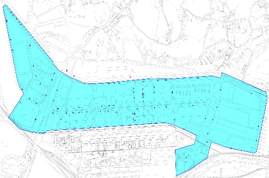 Plano de Avilés en el que se muestra la zona del Polígono Industrial del Principado de Asturias en la que se ha instalado el sistema de telelectura de contadores de agua 