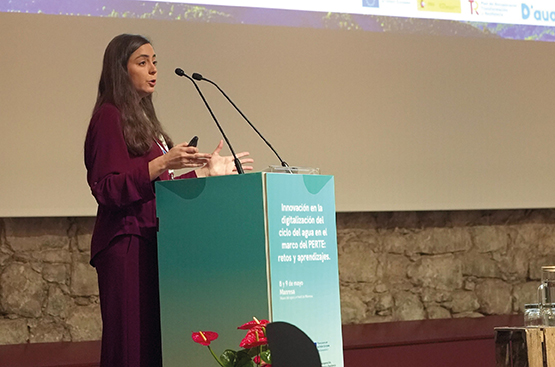 Susana Jódar durante su intervención en la jornada ‘Innovación en la digitalización del ciclo del agua en el marco del PERTE: retos y aprendizajes' 